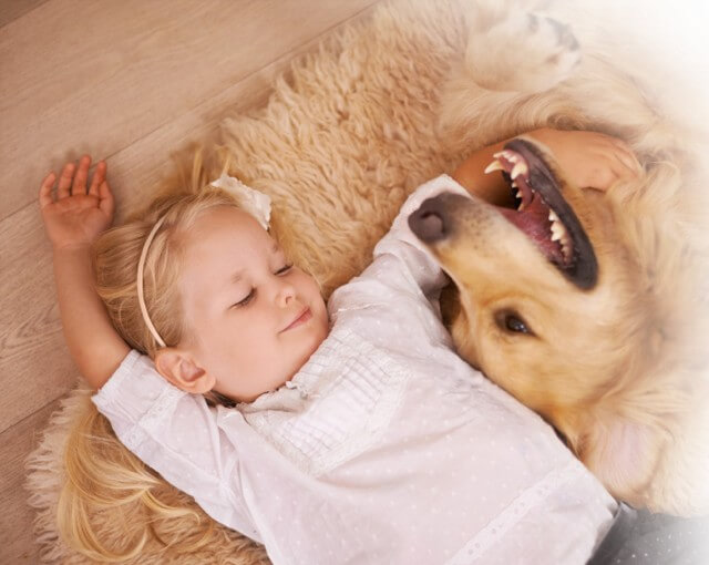 girl and dog